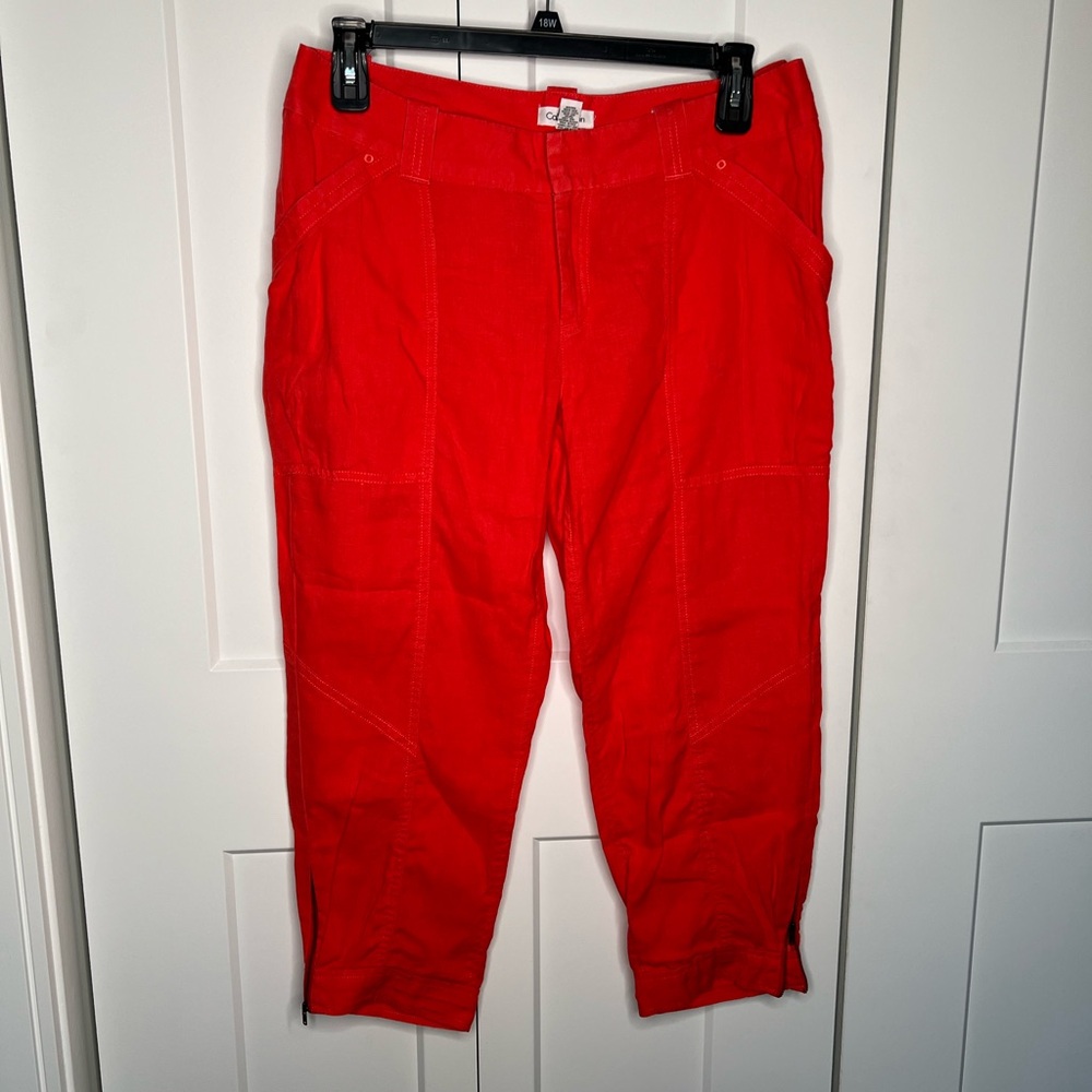 🚫SOLD🚫 Calvin Klein 100% Linen Chelsea Zipper Ankle Pants Women’s Size 12